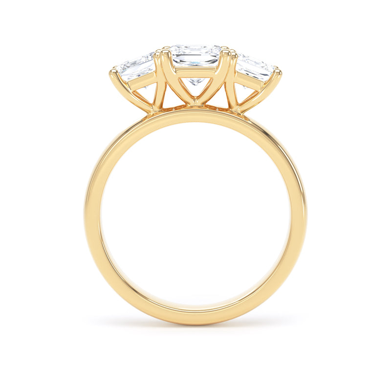 Princess Diamond Trilogy Ring In 18K Solid Gold
