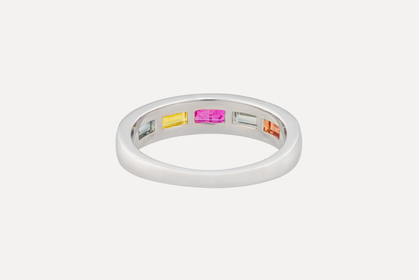 Multi Coloured Baguette Cut Sapphire Half Eternity Ring