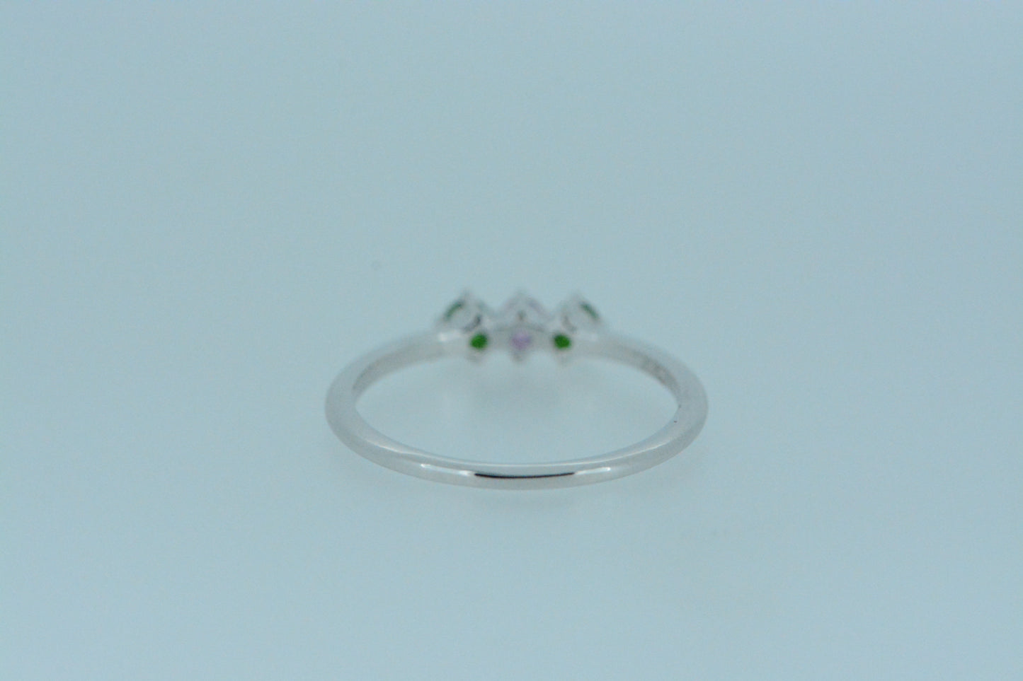 Tsavorite & Pink Sapphire Trilogy Ring