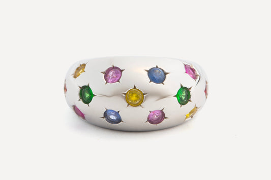Multi Coloured Sapphire, Ruby & Tsavorite Dome Ring