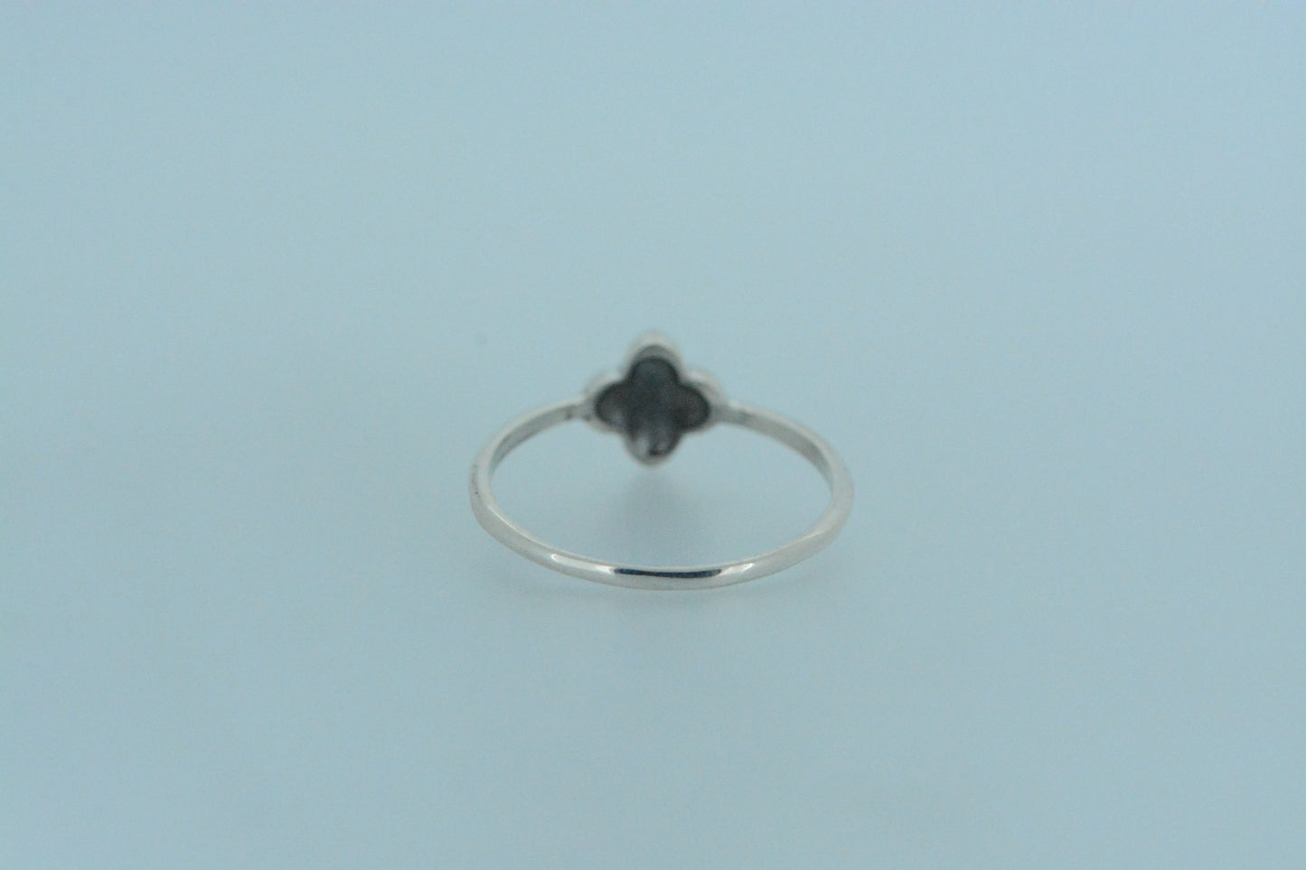 Four Leaf Clover Oxidised Silver Ring