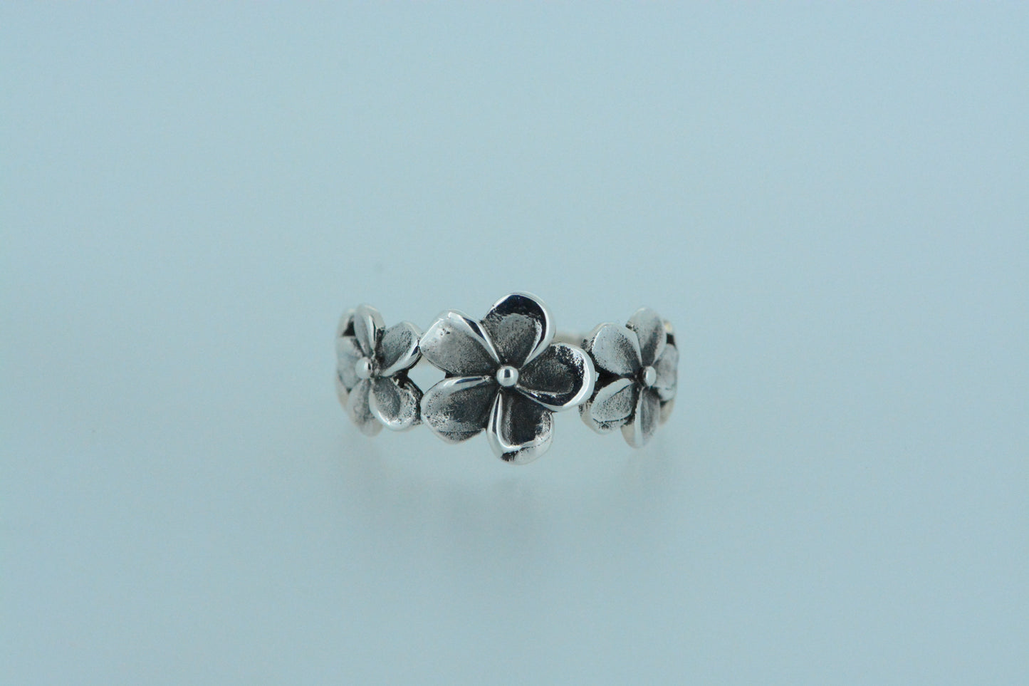 Three Baby Blue Eyes Flowers Ring