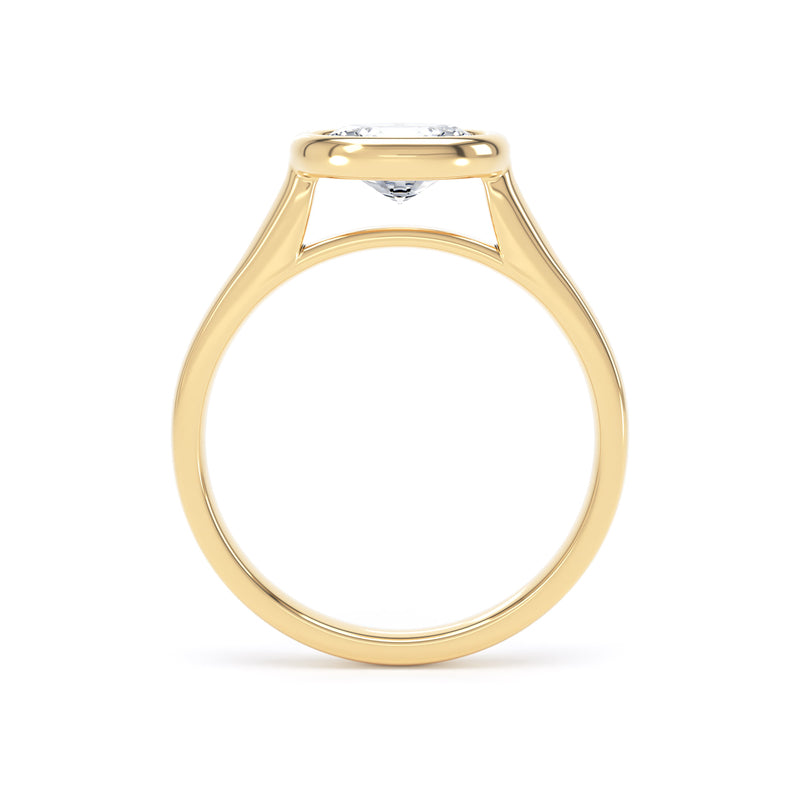 Oval Diamond Bezel Set East To West Ring In 18K Solid Gold