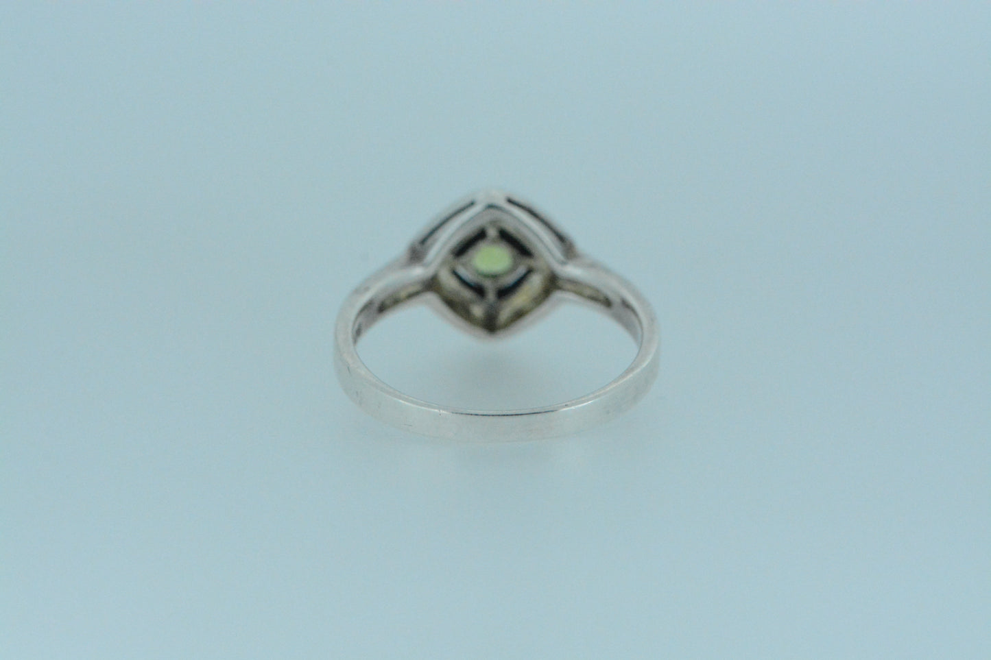 Round Peridot Solitaire With Marcasite Halo Ring
