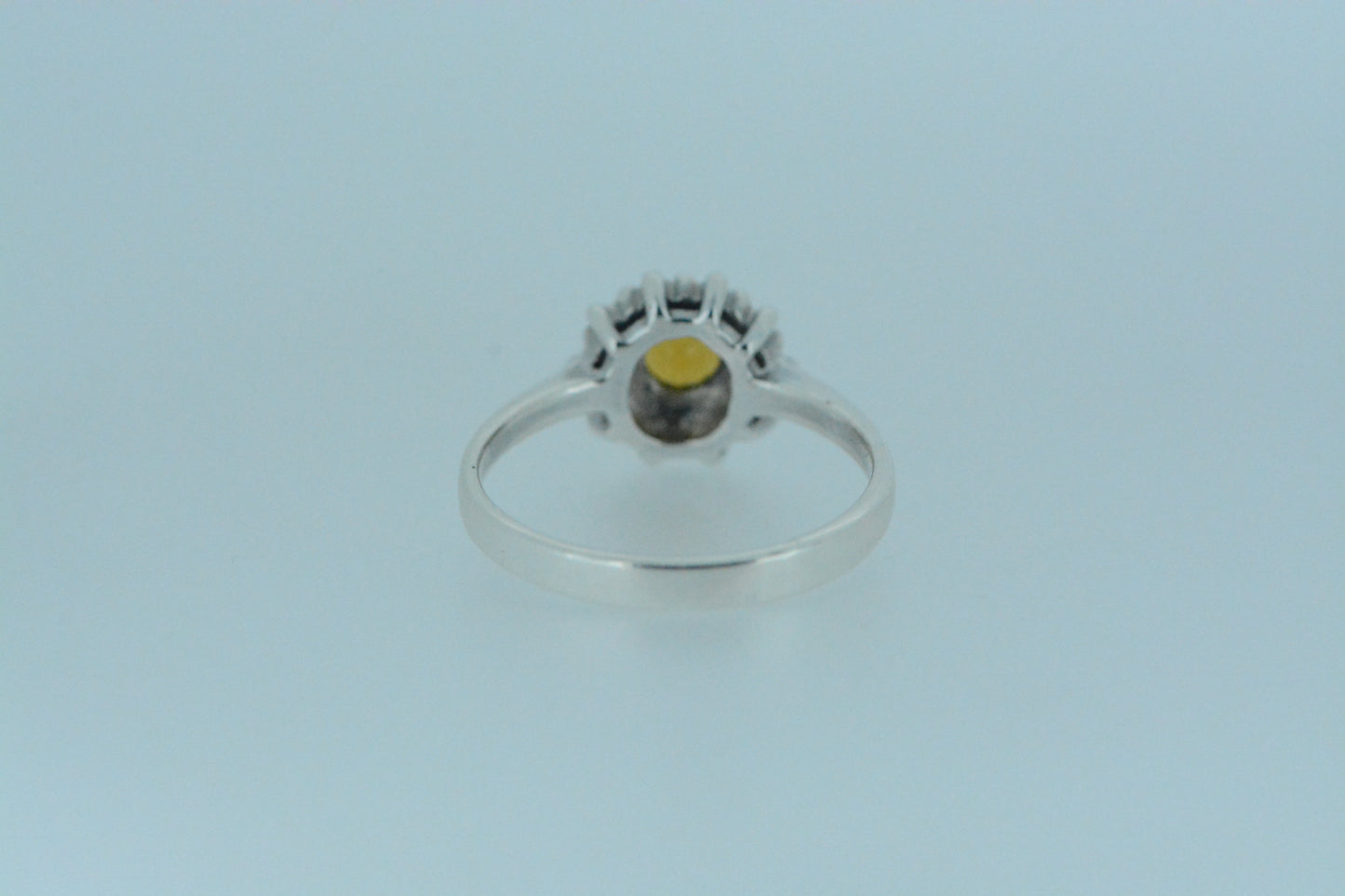 Citrine Flower Ring With Marcasite Halo