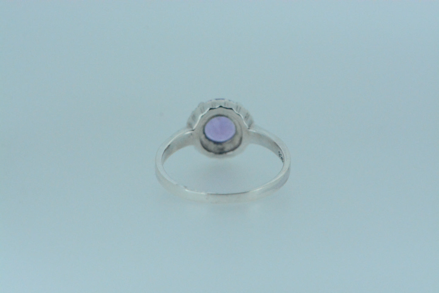 Amethyst Solitaire With Marcasite Halo & Band Ring