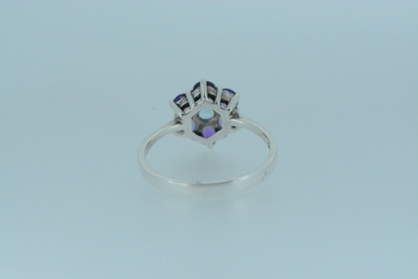 Amethyst & Blue Topaz Flower Cluster Ring