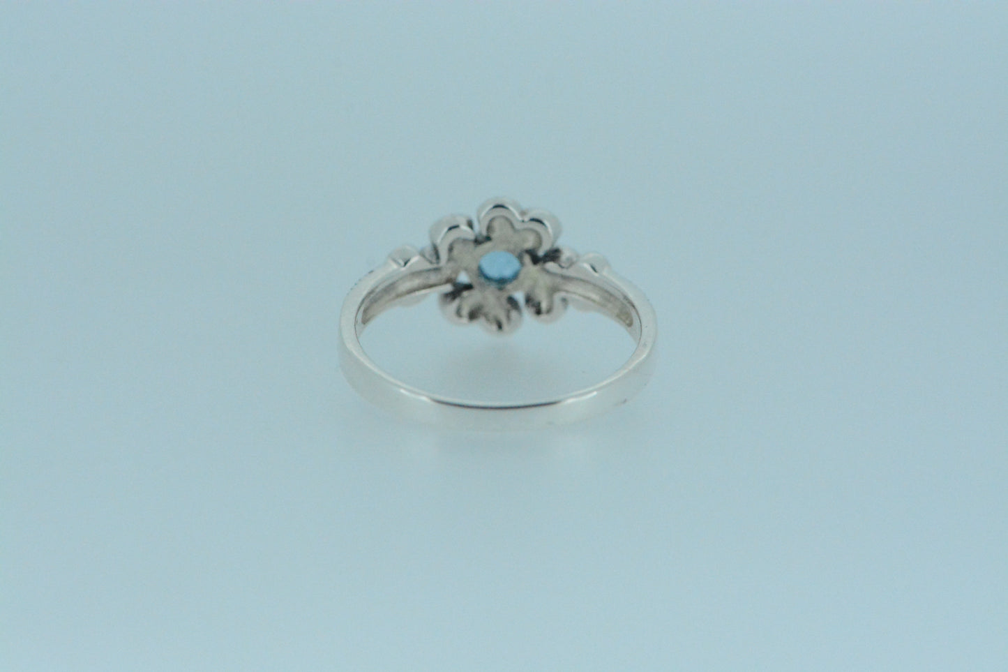 Mini Blue Topaz Floral Marcasite Ring