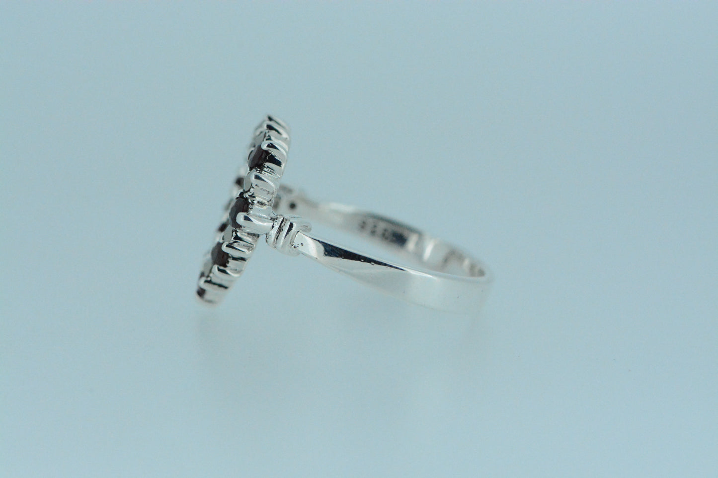 African Garnet Heart Silver Ring