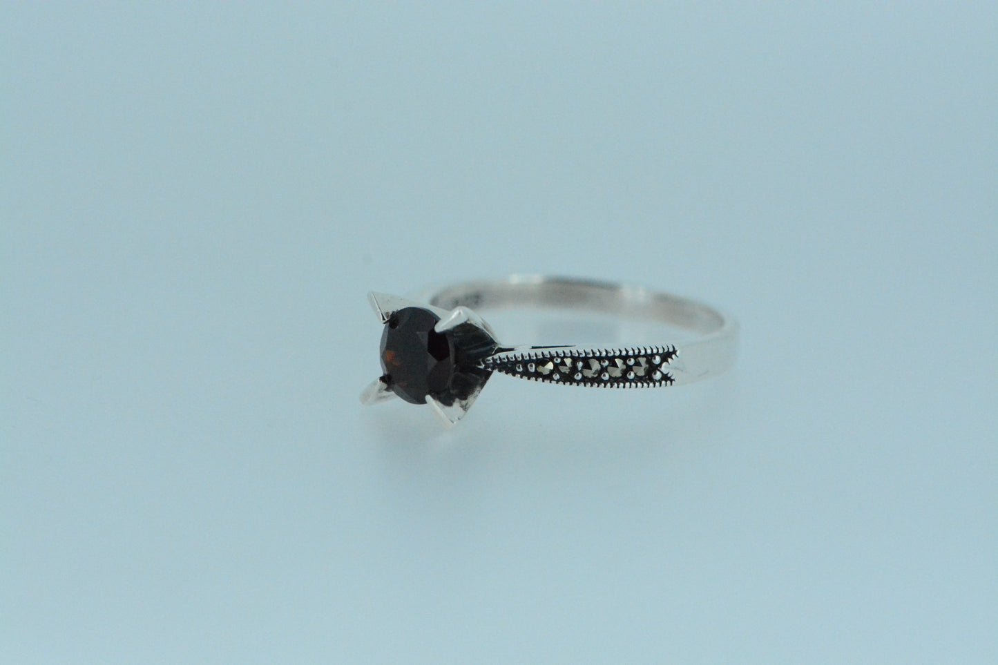 African Garnet High Solitaire Ring