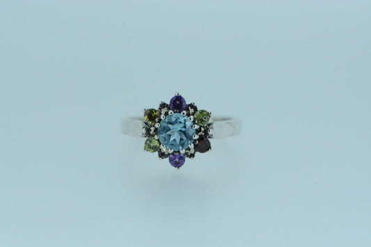 Mixed Stones Flower Cluster Ring