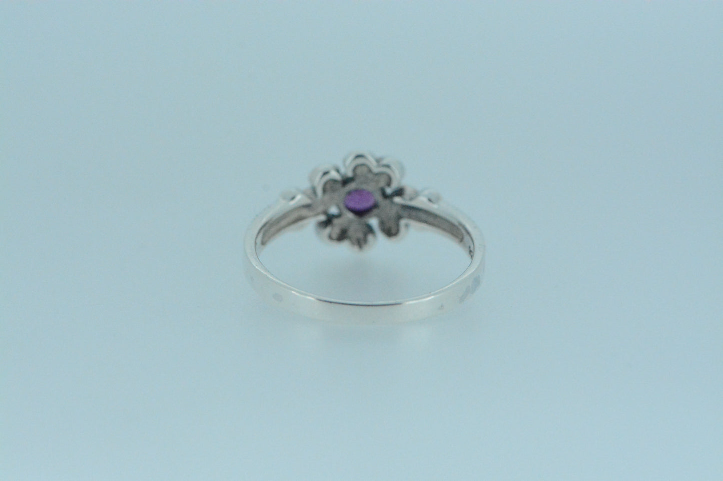 Rhodolite Flower Ring With Marcasite Petals