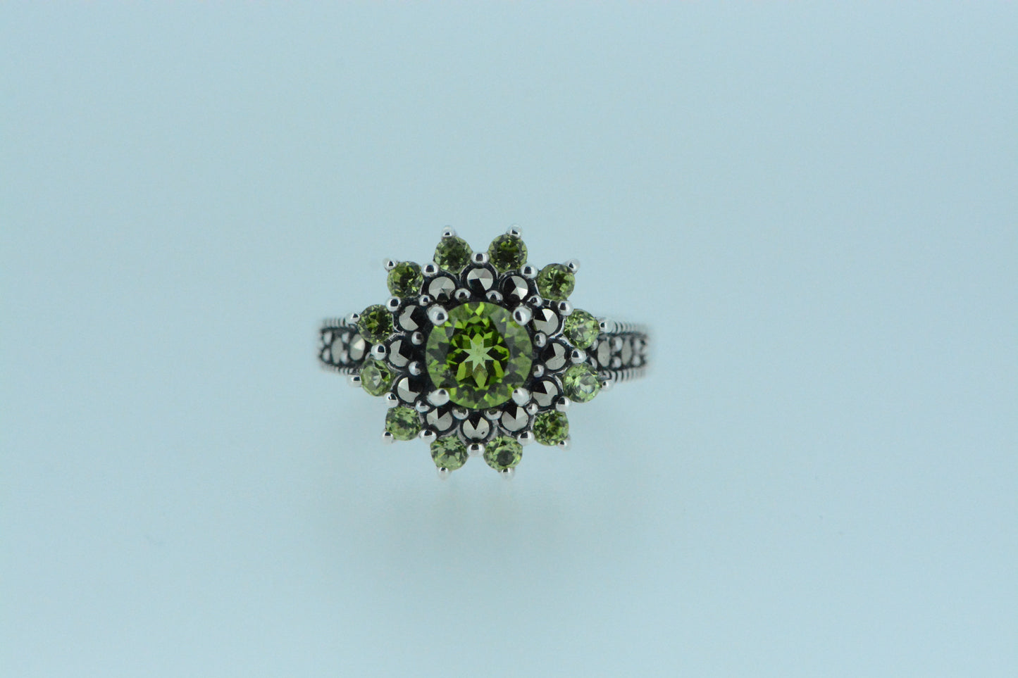 Peridot Flower Cluster Ring