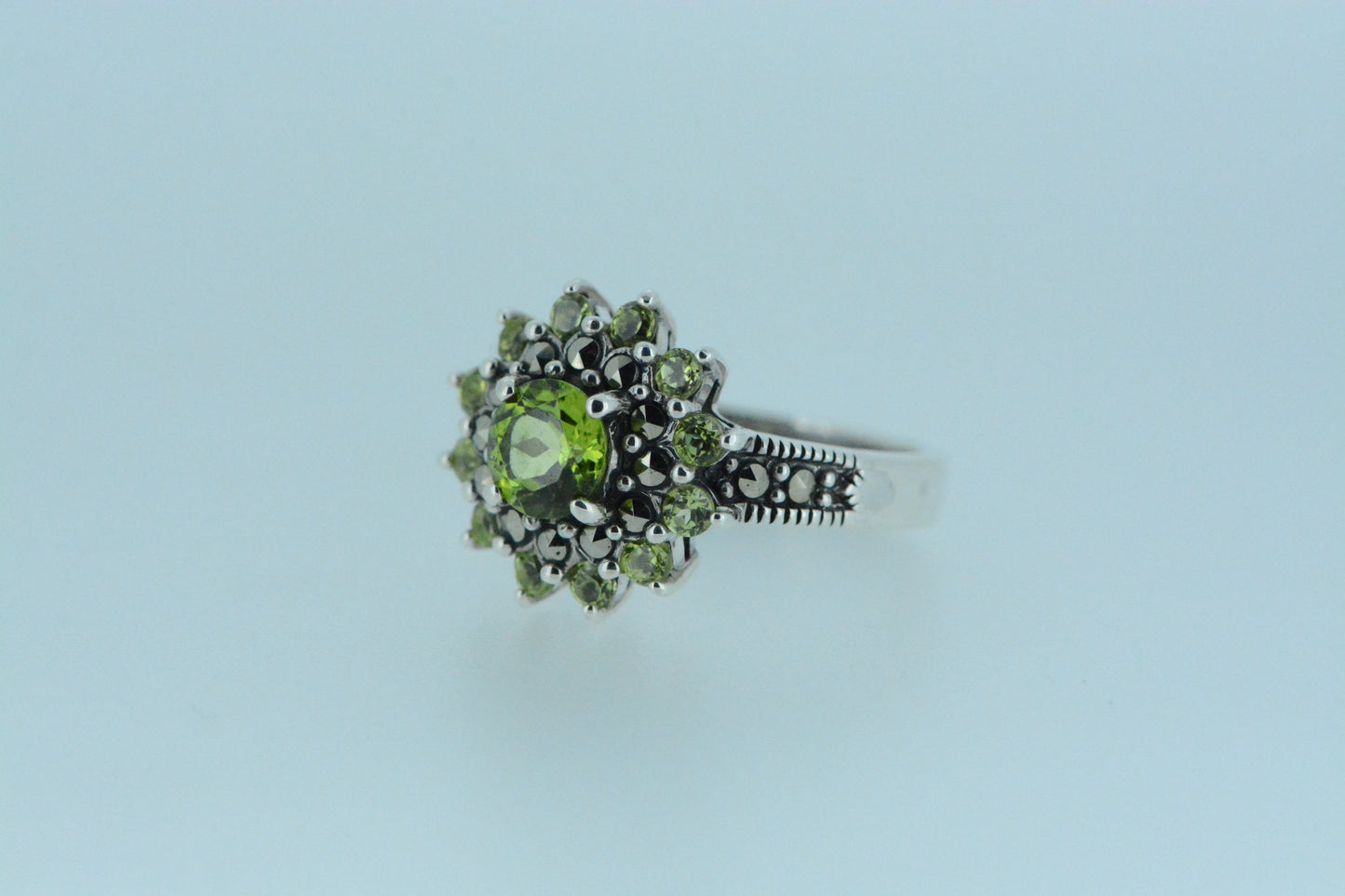 Peridot Flower Cluster Ring