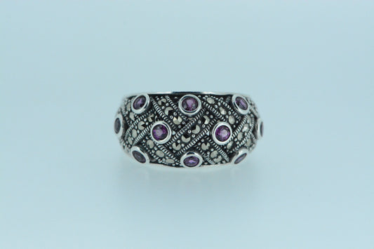 Rhodolite Silver Dome Ring