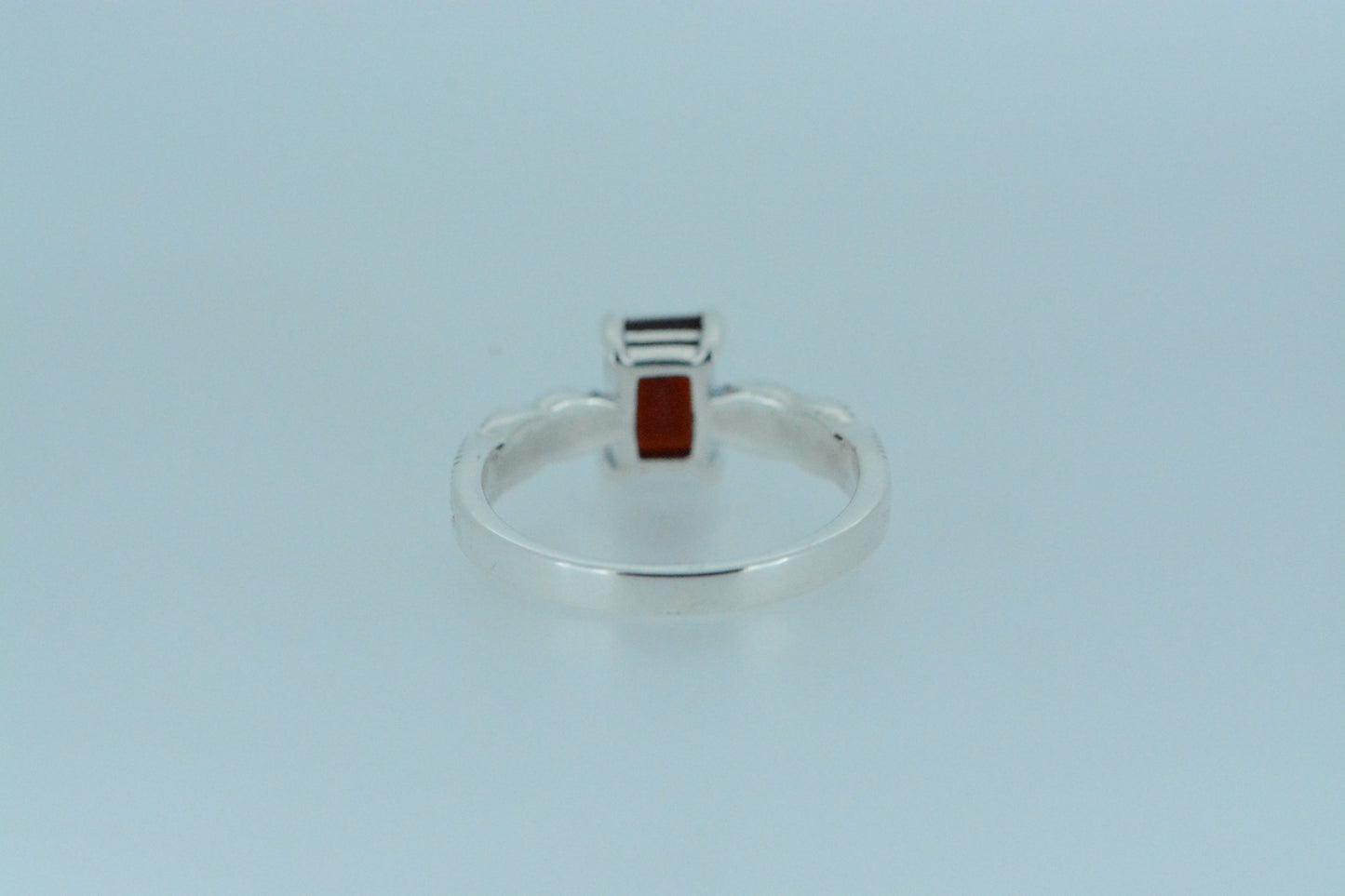 African Garnet Solitaire Ring With Marcasite