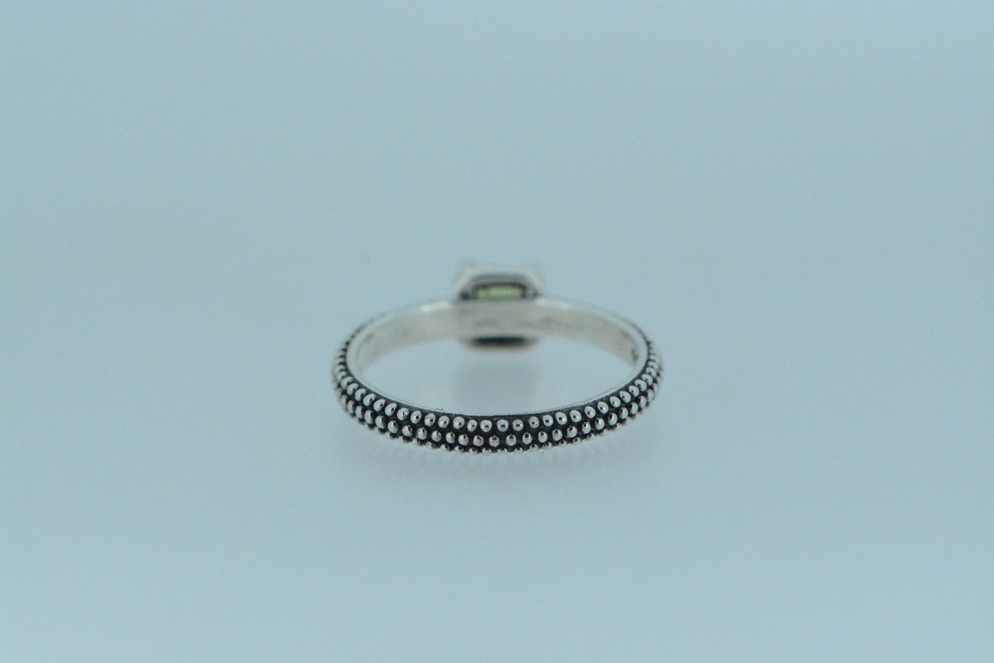 Square Peridot Solitaire Silver Ring