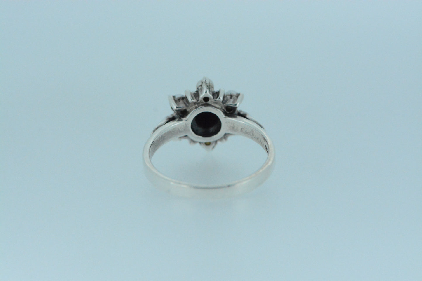 Black Onyx and Pearl Flower Cluster Ring