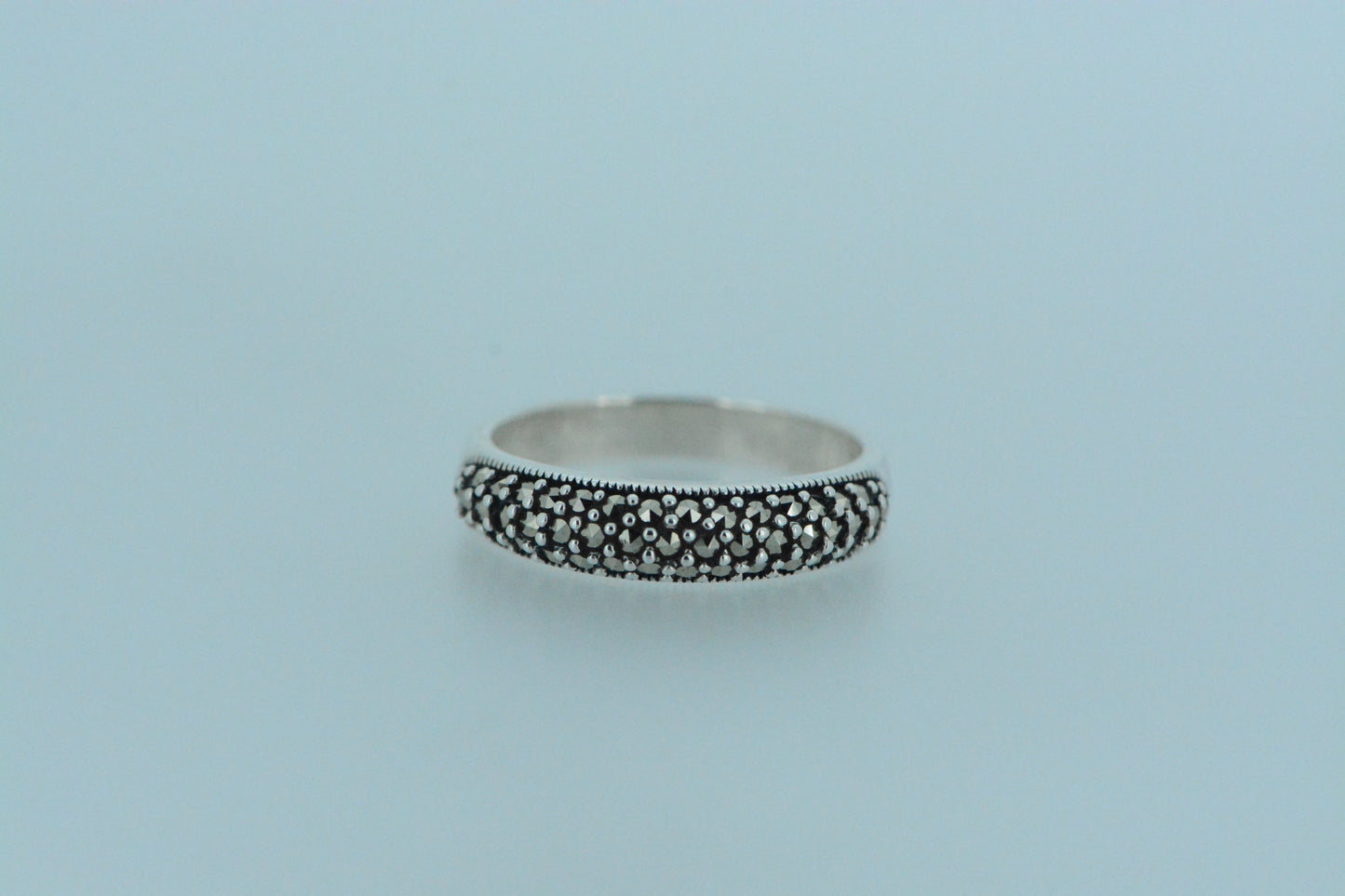 Marcasite Patterned Silver Ring