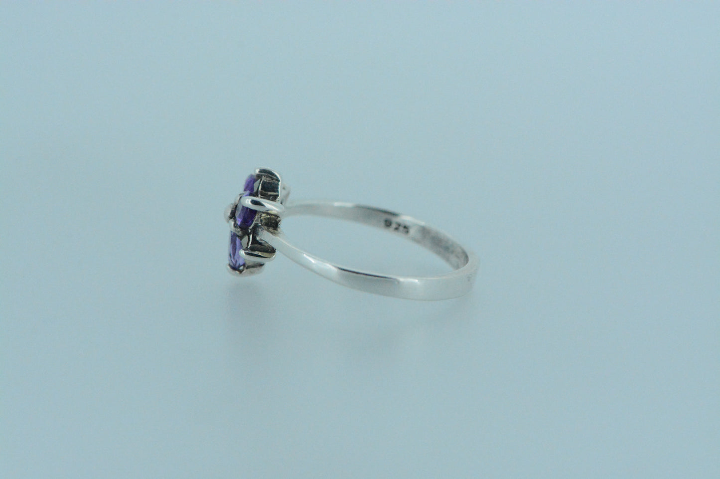 Trio Amethyst & Marcasite Flower Cluster Ring