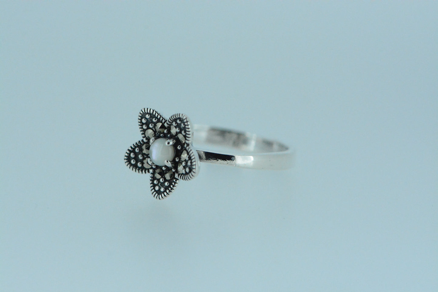 White Mother Of Pearl Flower Ring