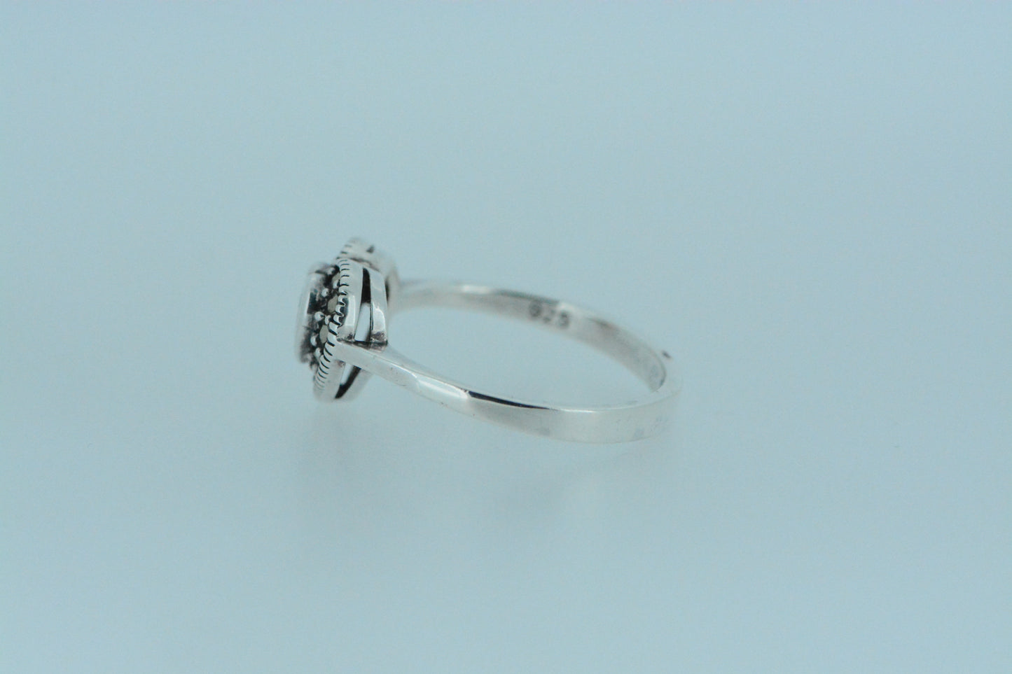 African Garnet Heart Silver Ring