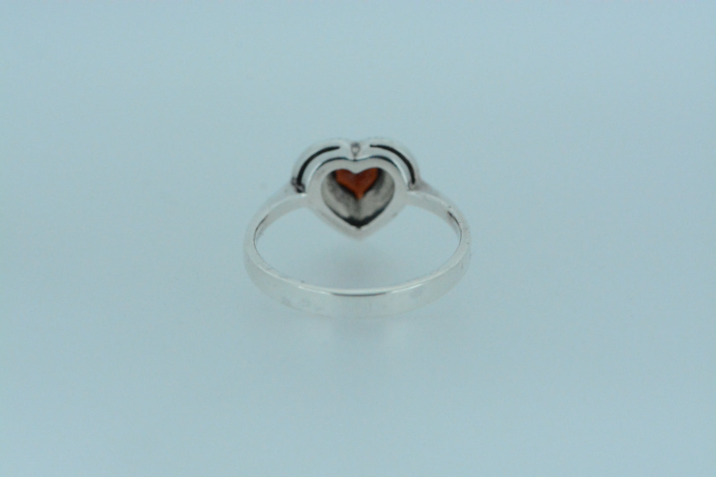African Garnet Heart Silver Ring