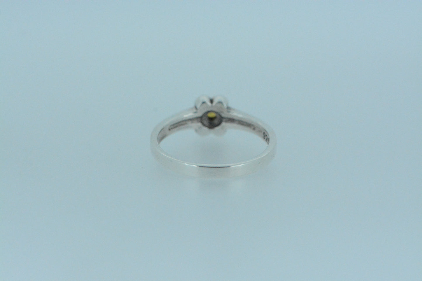 Mini Citrine Flower Ring With Marcasite Petals