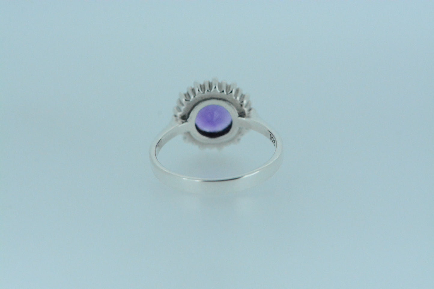 Round Cut Amethyst Solitaire Ring With Marcasite Halo