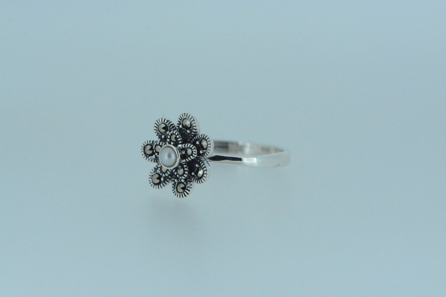 White Mother Of Pearl Flower Ring