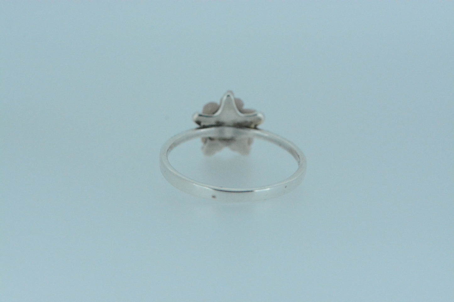 Pink Shell Flower Ring With Marcasite Bud
