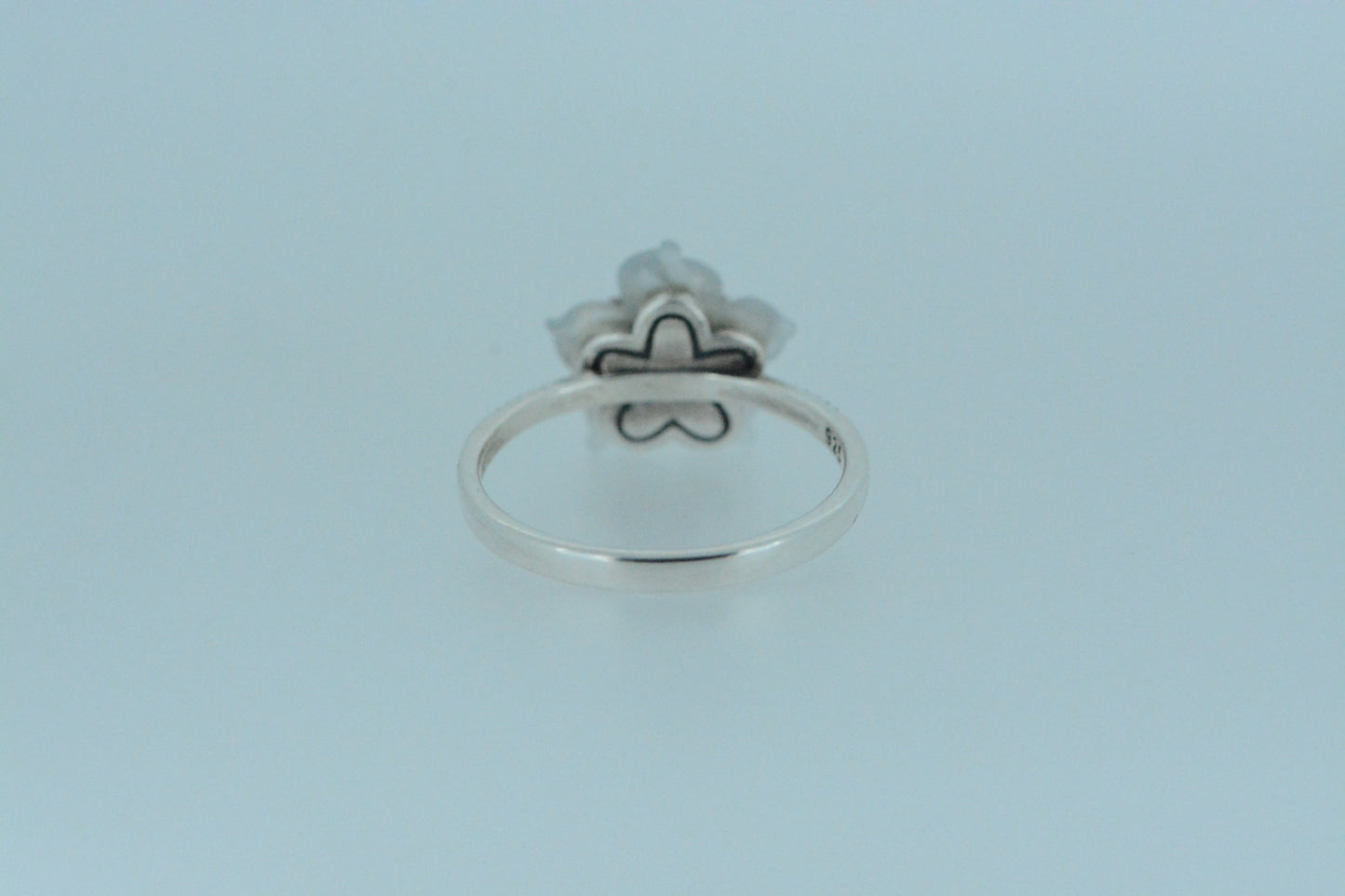 White Shell Flower Ring With CZ