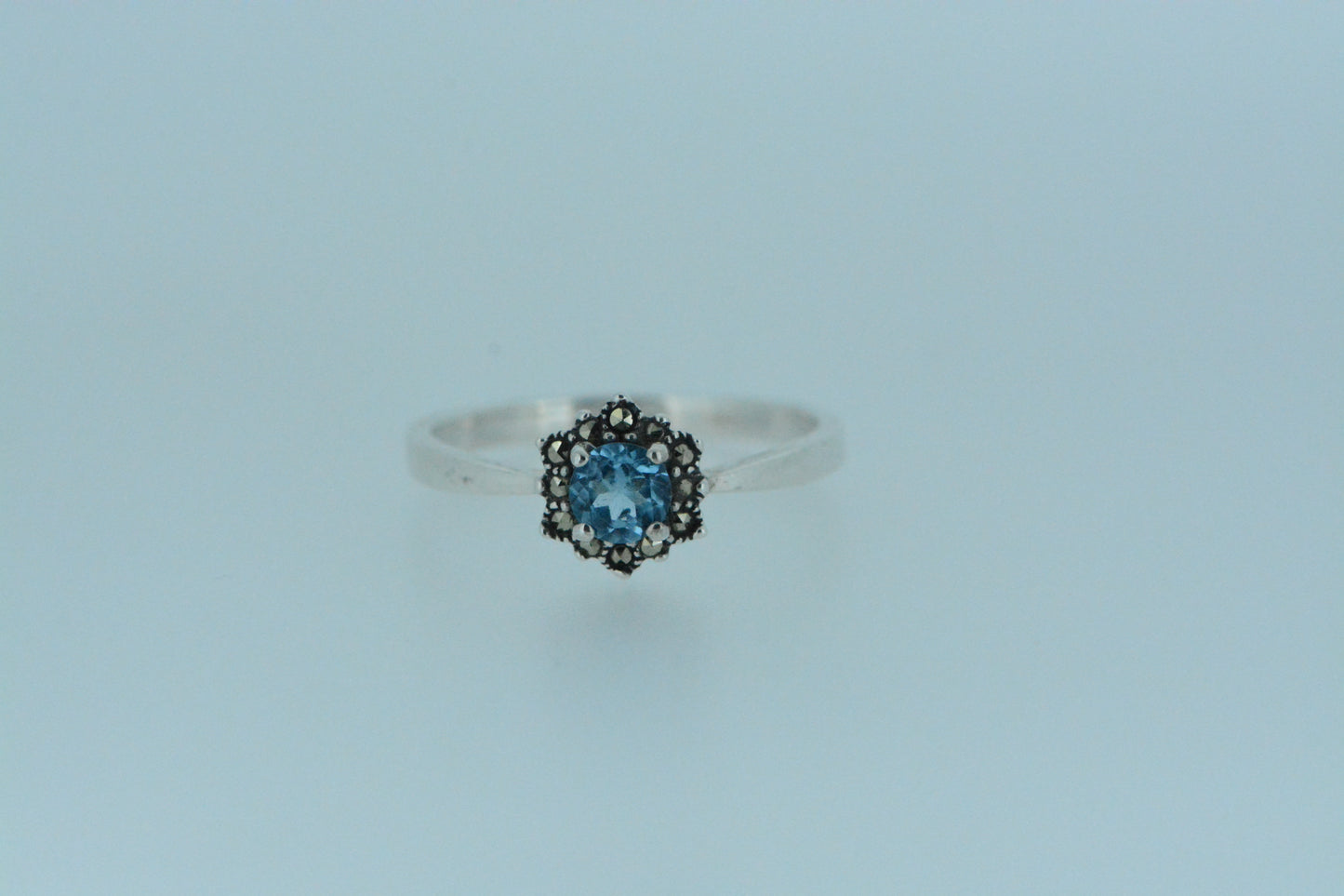 Blue Topaz Flower Ring