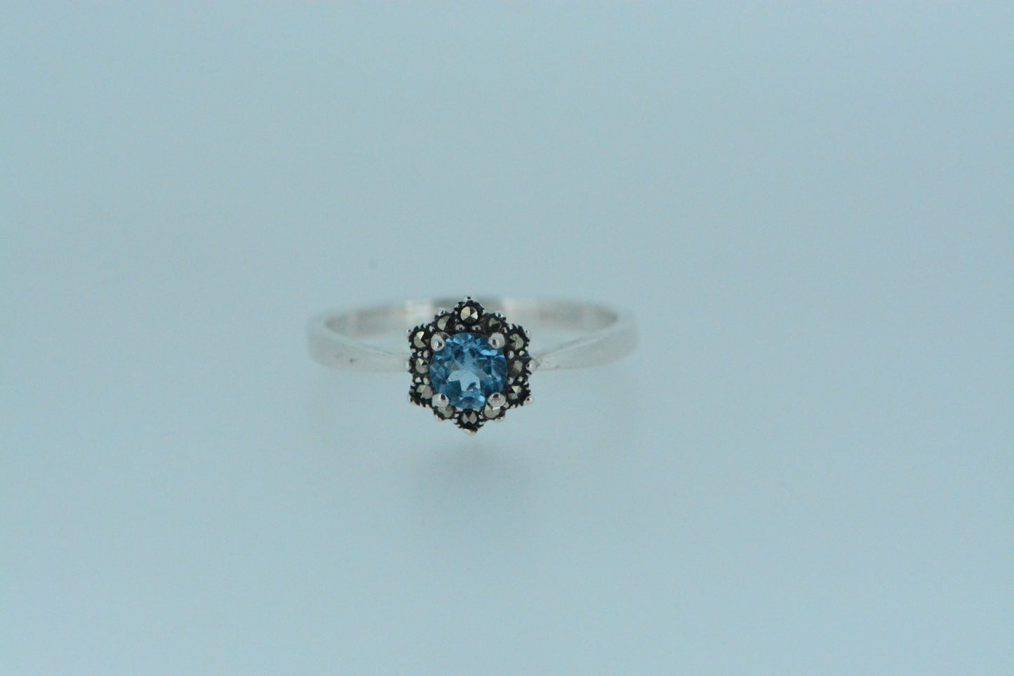 Blue Topaz Flower Ring