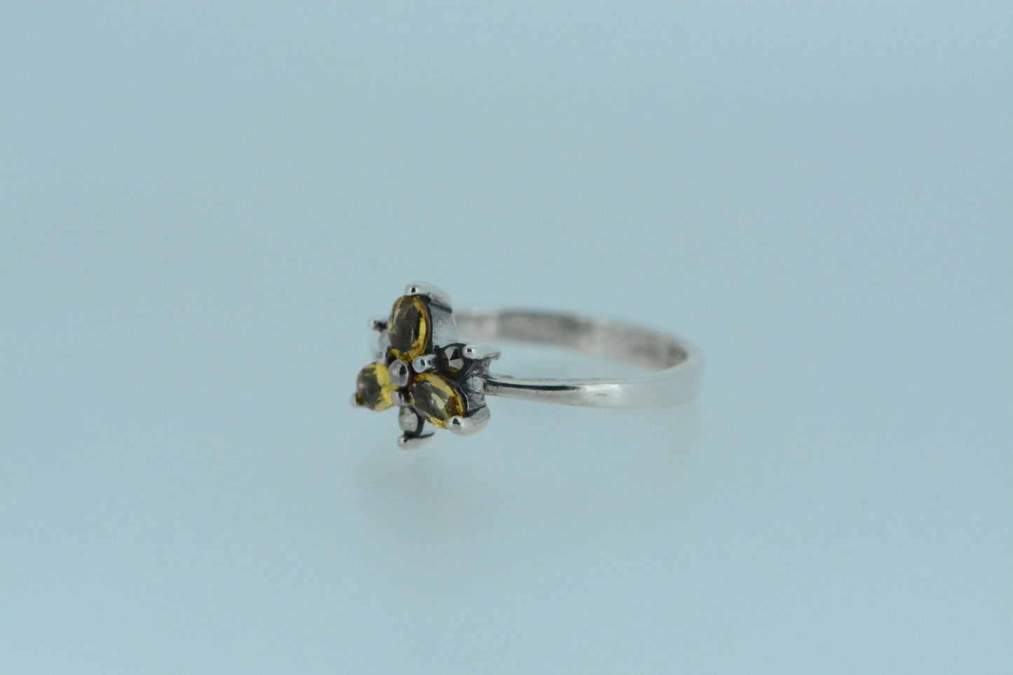 Three Petal Citrine Flower Ring