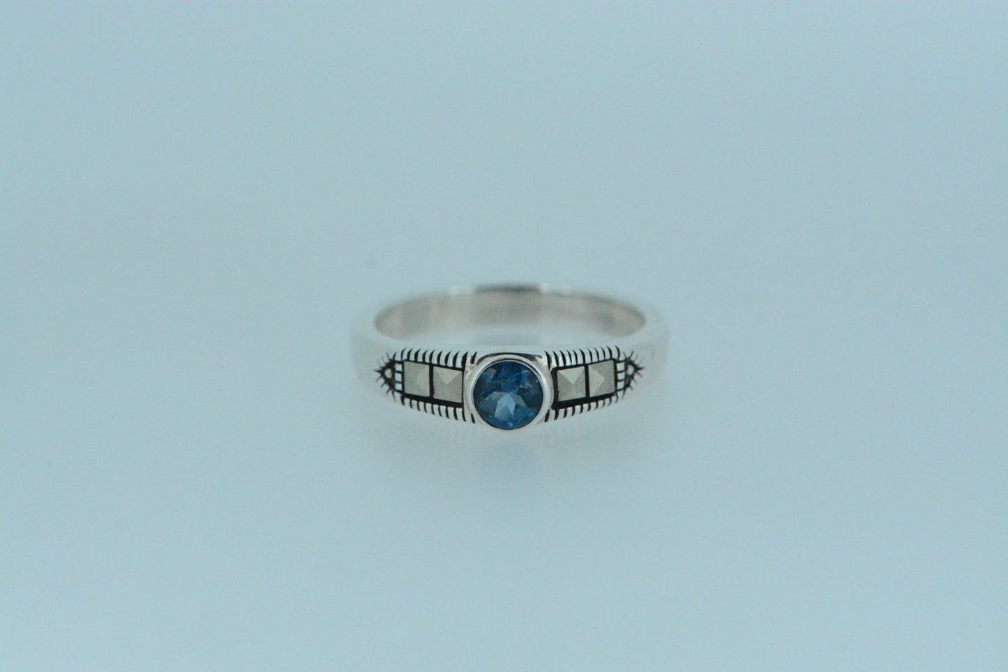 London Blue Topaz Circle Solitaire Ring