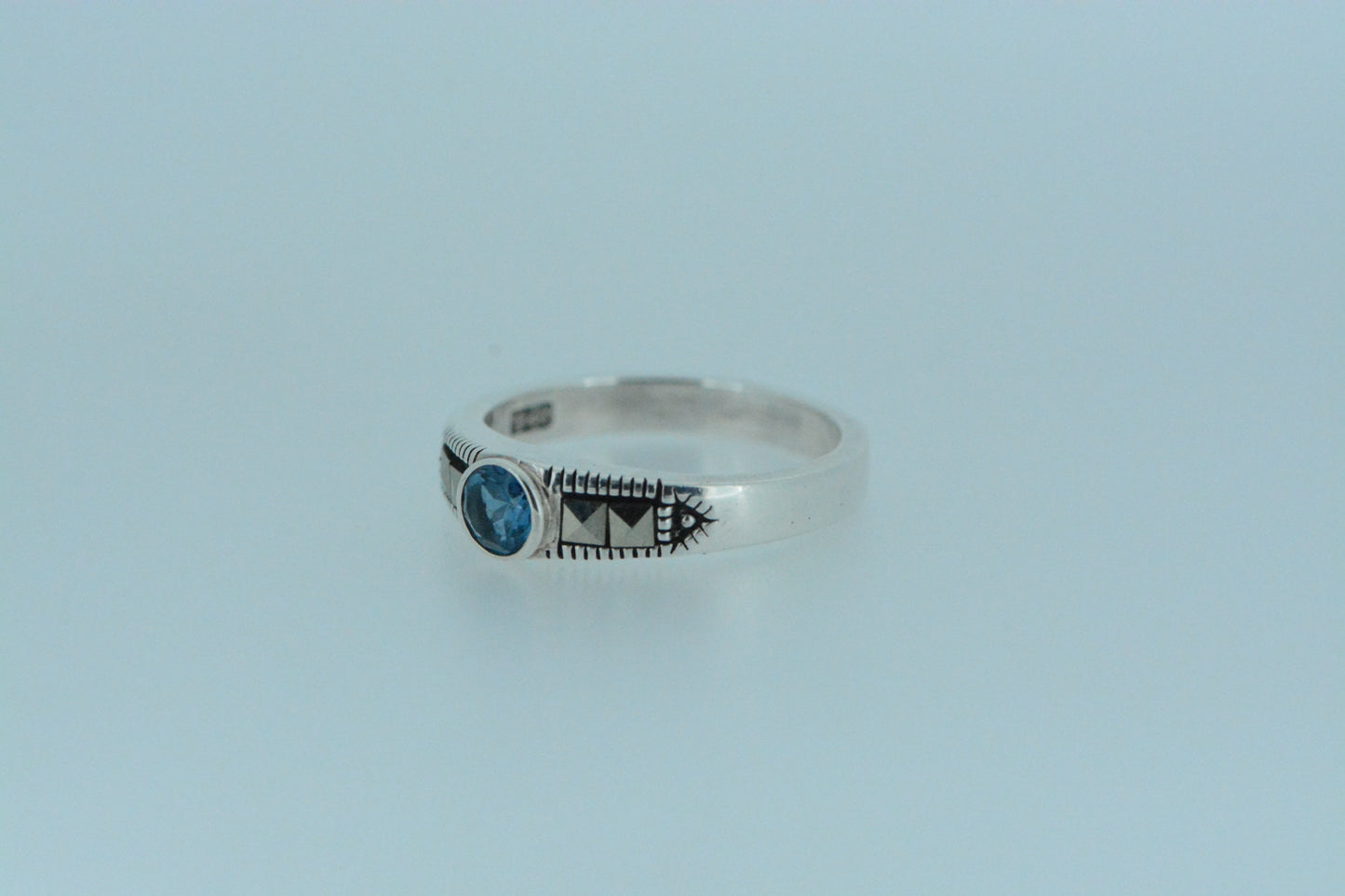 London Blue Topaz Circle Solitaire Ring