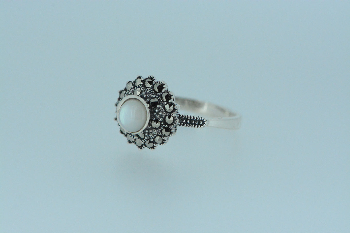 White Mother Of Pearl Flower Ring