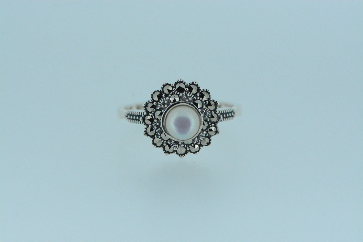 White Mother Of Pearl Flower Ring