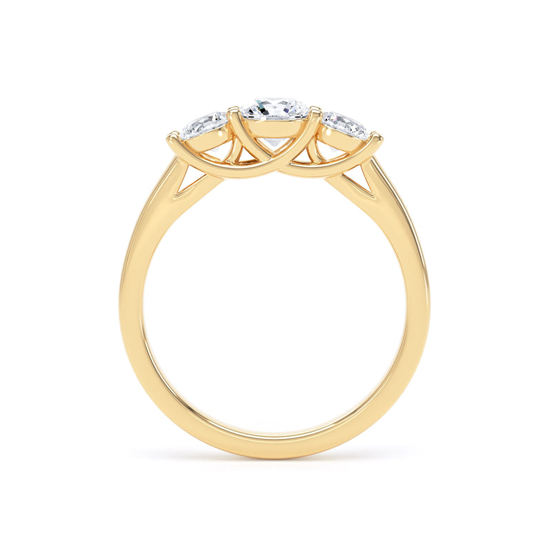 Round Brilliant Graduated Trilogy Diamond Ring In 18K Solid Gold