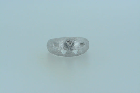 Brushed Dome Hearts Ring