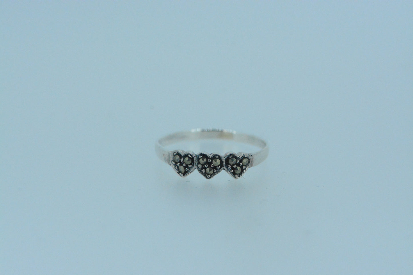 Triple Marcasite Hearts Ring