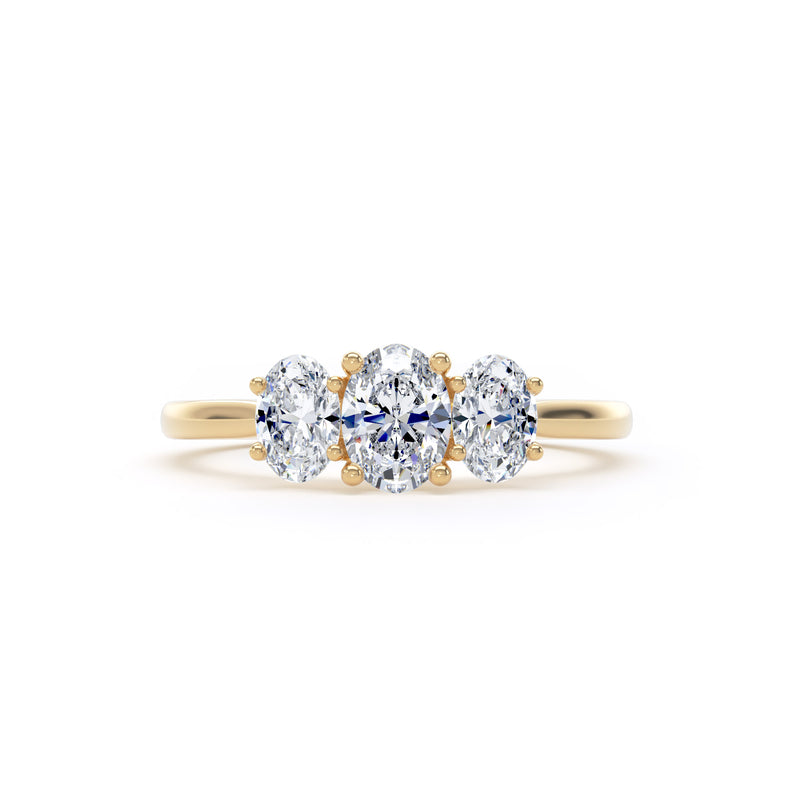 Oval Diamond Graduated Trilogy Ring In 18K Solid Gold