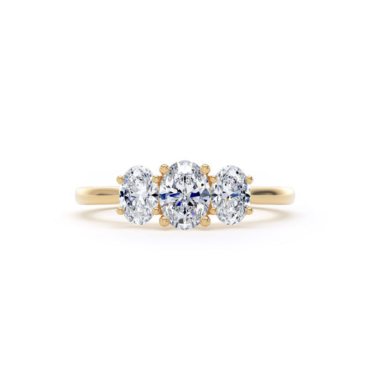 Oval Diamond Graduated Trilogy Ring In 18K Solid Gold
