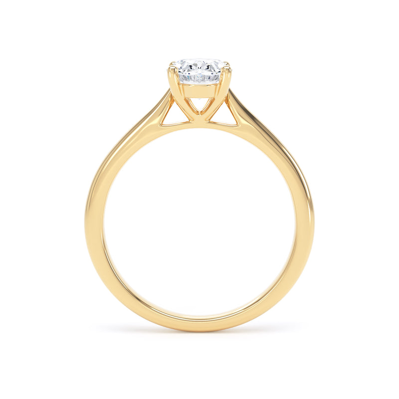 Oval Diamond Solitaire Ring With Gallery Rail In 18K Solid Gold
