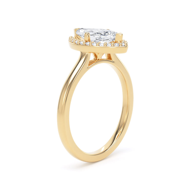Marquise Cut Diamond Halo Ring In 18K Solid Gold