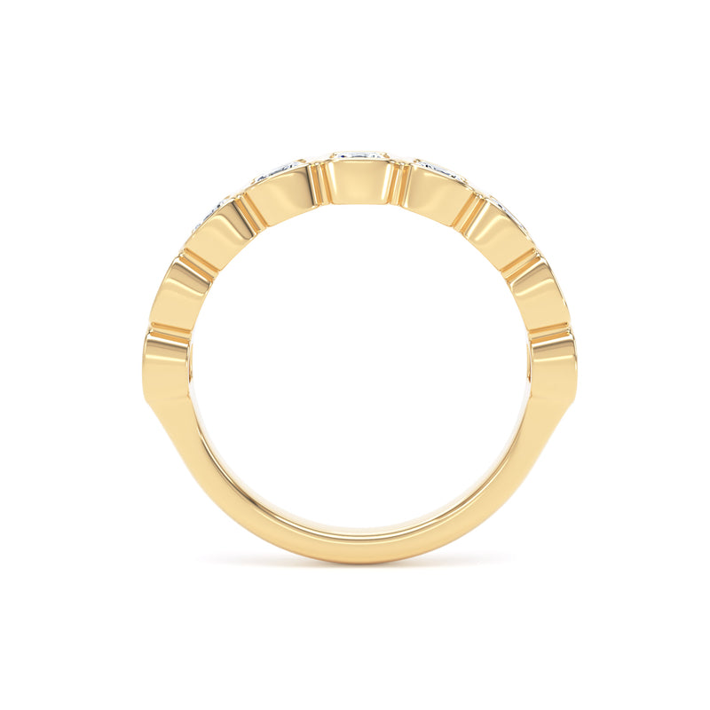 Cushion Cut Bezel Set Diamond Half Eternity Band In 18K Solid Gold