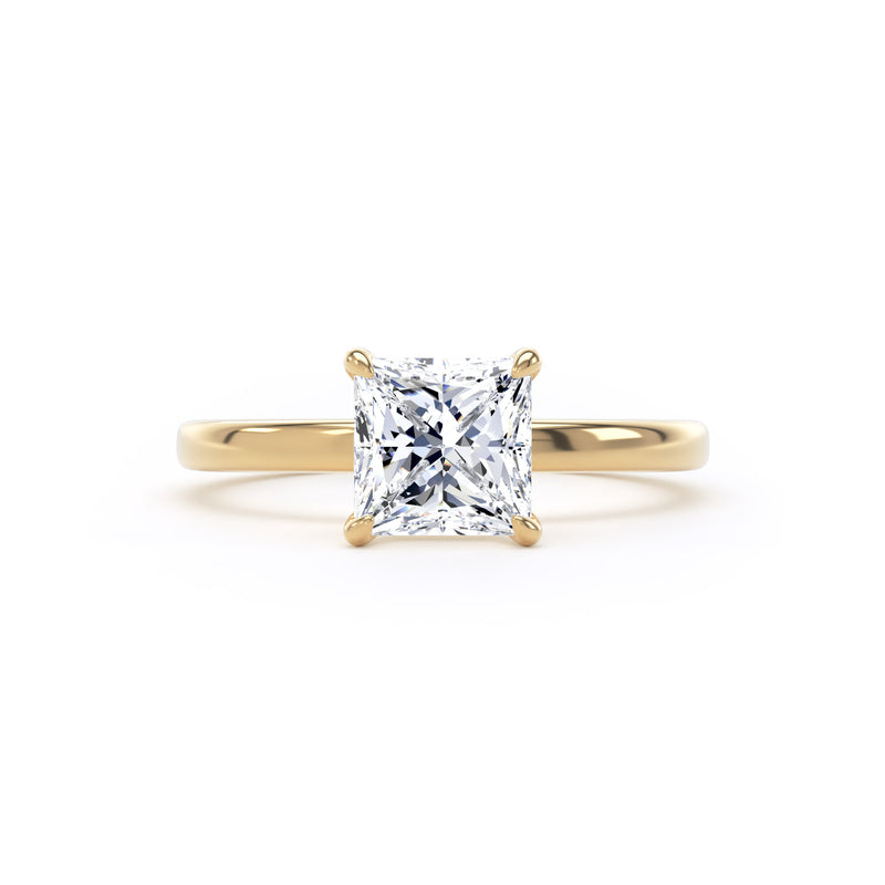 Princess Diamond Solitaire Ring In 18K Solid Gold