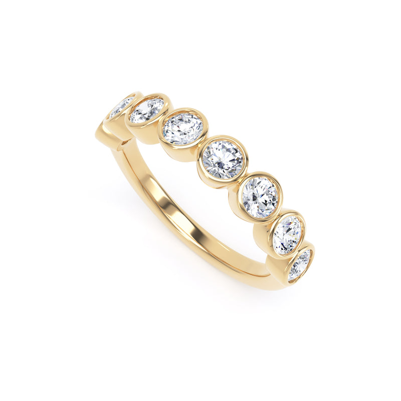 Round Cut Bezel Set Diamond Half Eternity Band In 18K Solid Gold