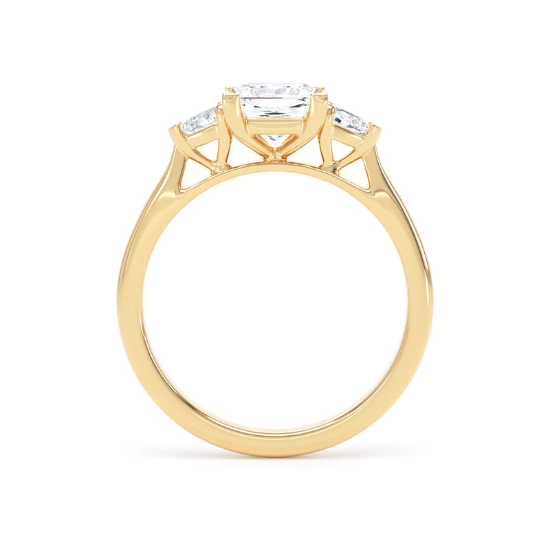 Princess & Twin Pear Diamond Trilogy Ring In 18K Solid Gold